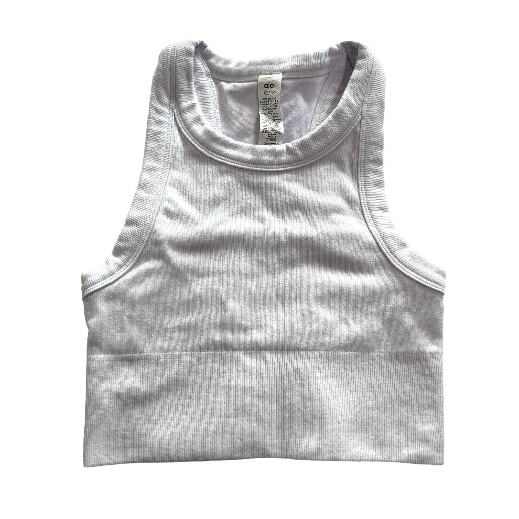 Alo Yoga Seamless Delight High Neck Bra In White
